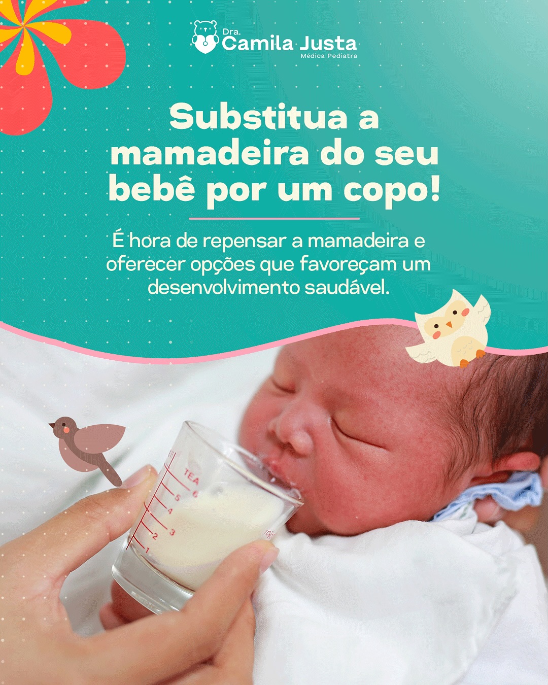 Substitua a mamadeira do seu bebê por um copo!